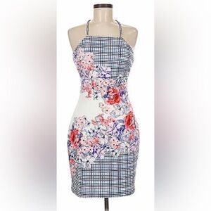 Guess Blue and Pink Floral Mini Dress